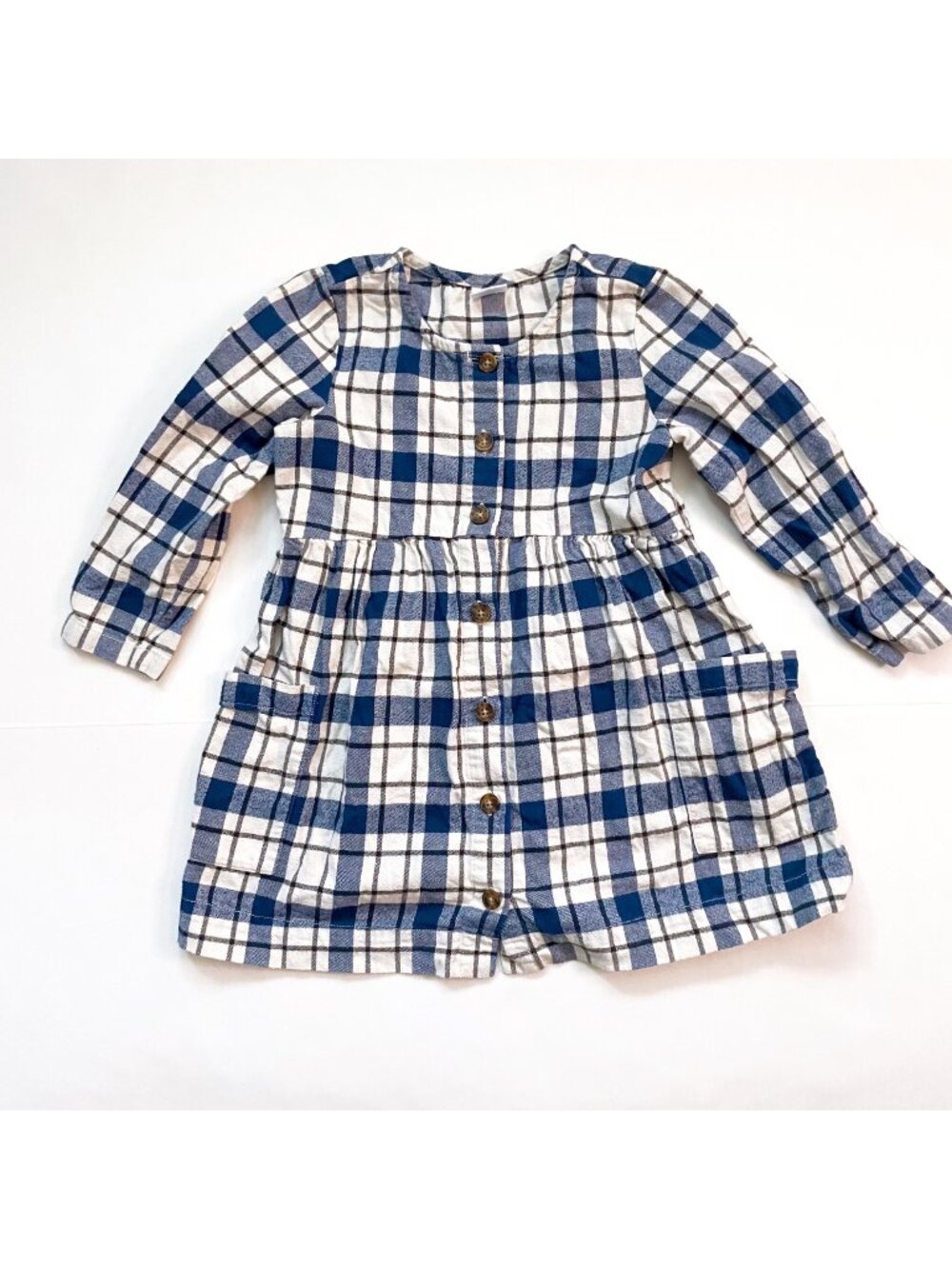Hanna Andersson Blue Plaid Flannel Dress, Size 5